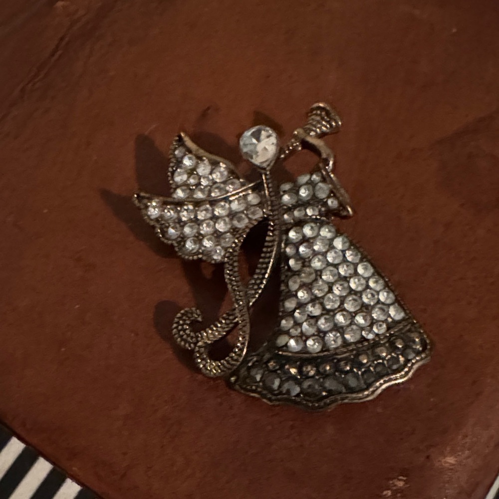 Monet Silver Angel Pin